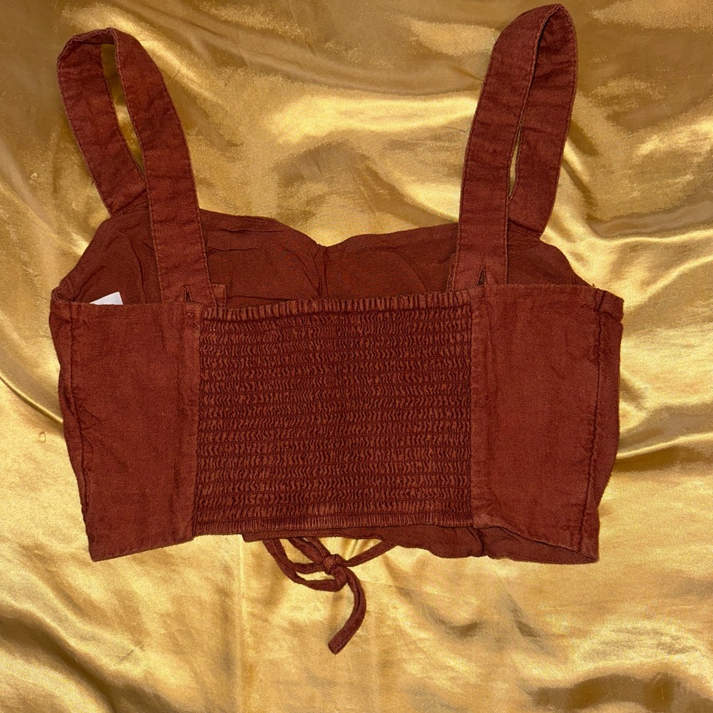 Elegant Brown Crop Top - Picture 2 of 4